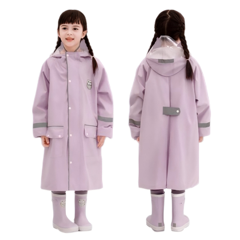 Durable PU Waterproof Raincoat in Navy Blue for Rainy Days