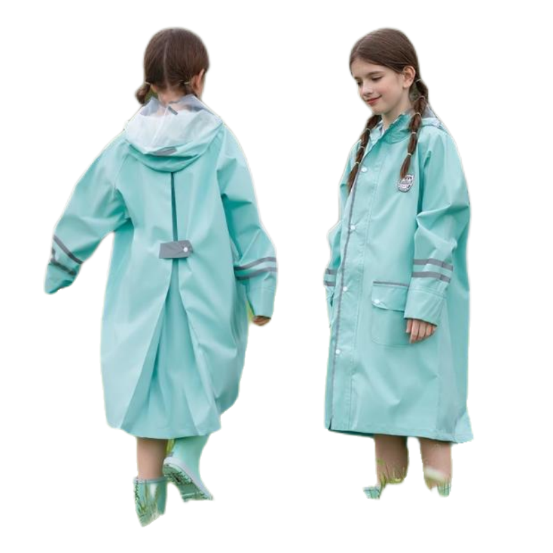 Durable PU Waterproof Raincoat in Navy Blue for Rainy Days