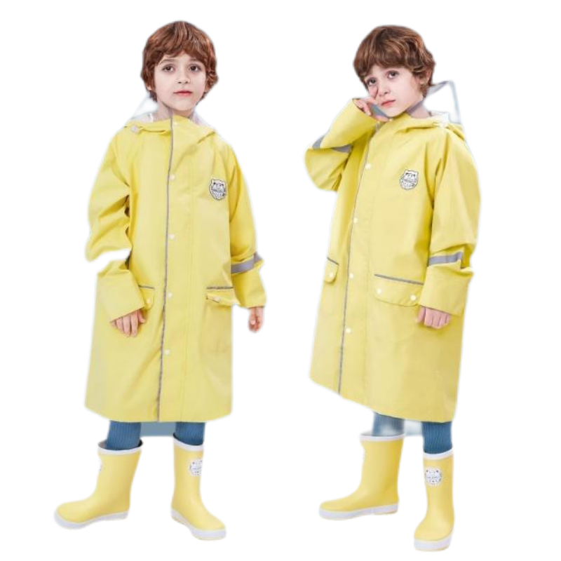 Durable PU Waterproof Raincoat in Navy Blue for Rainy Days