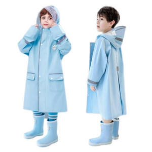 Durable PU Waterproof Raincoat in Navy Blue for Rainy Days